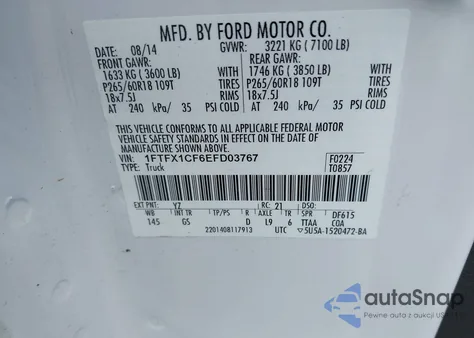 2014 Ford F-150 Xlt from USA, damaged, VIN 1FTFX1CF6EFD03767